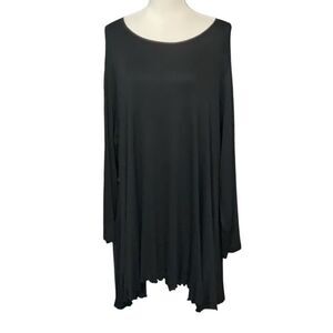 PhilosophyβWoman Republic Clothing Black Ruffled Hem Shift Dress Long Sleeve 3X